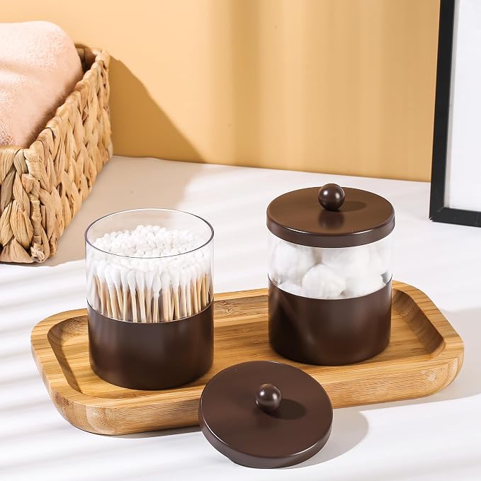 Gaussra Chocolate Brown Qtip Holder, Bathroom Jar - Image 2