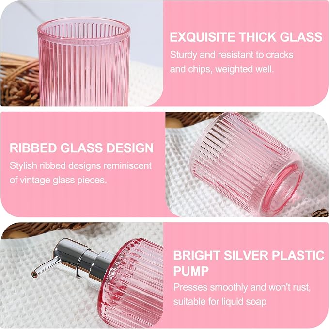 Pink Bathroom Accessories Set, Qtip Holder Set, Vintage Bathroom Sink Set - Image 4