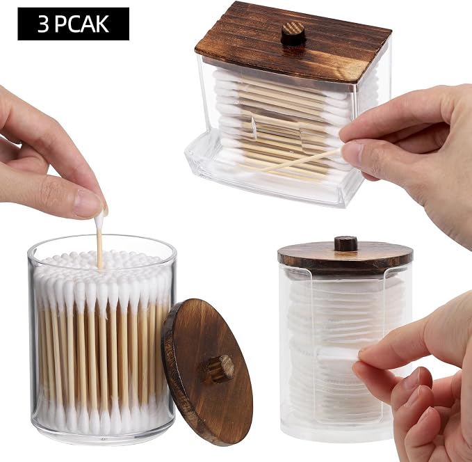 Tbestmax 4 Pack Qtip Holder Dispenser, 10/7oz Bathroom Container - Image 3