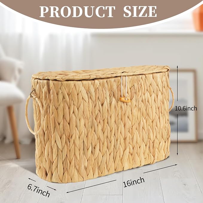 Toilet Paper Storage Basket, Water Hyacinth Toilet Paper Holder - Image 2