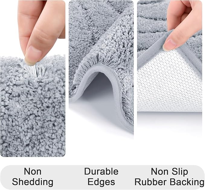 HEBE Bathroom Rugs Sets 5 Piece, Soft Absorbent Microfiber Bath Mat - Image 7