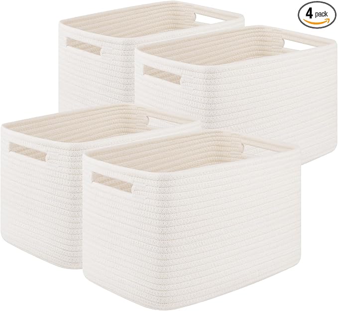 Storage Baskets for Organizing, Woven Decorative Baskets for Shelves by OIASKET