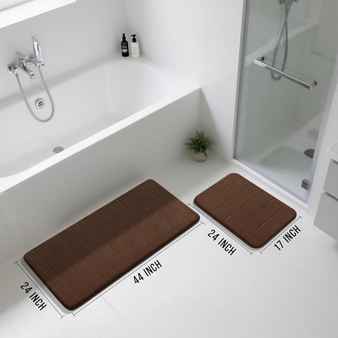 Yimobra Large Bath Mat Set 2 Piece- Super Soft Absorbent Quick Dry Memory Foam - Image 2