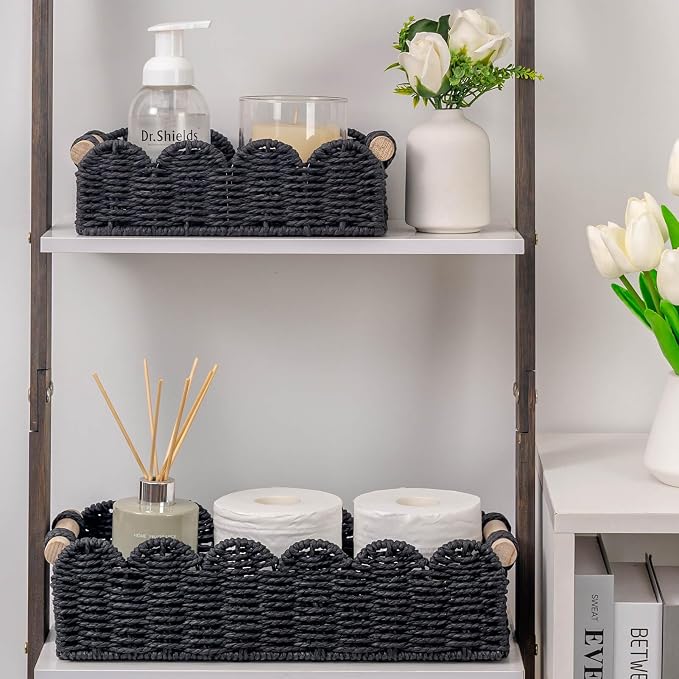 CubesLand Toilet Paper Storage Basket Scalloped Edge Home Decor Basket - Image 4