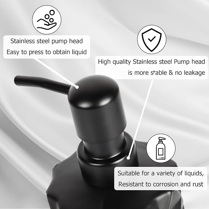 Glass Soap Dispenser with Plastic Pump, 330ml/11oz. Liquid Hand Soap Dispenser - Image 5