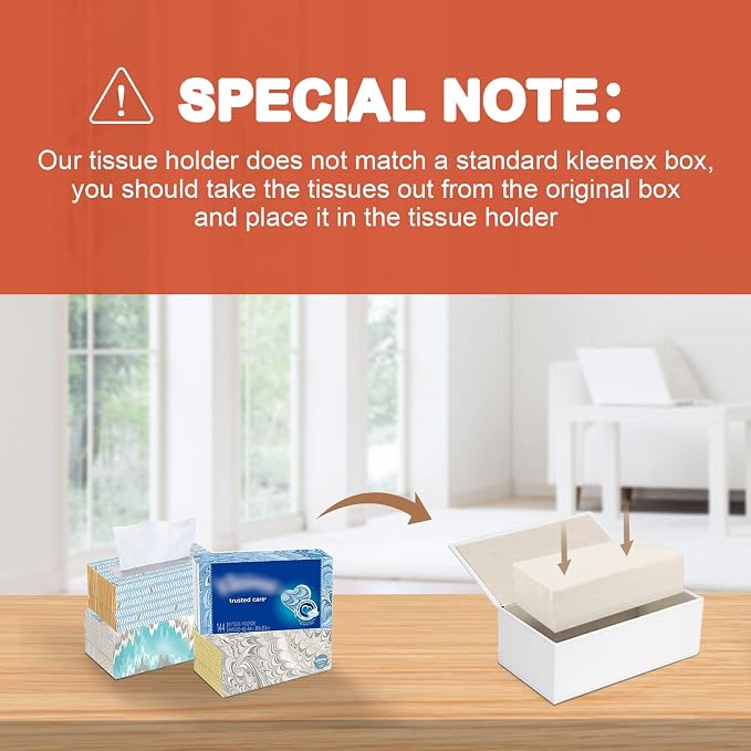Tissue Box Cover, PU Leather Tissue Box Holder Rectangular Tissue Holders - Image 4