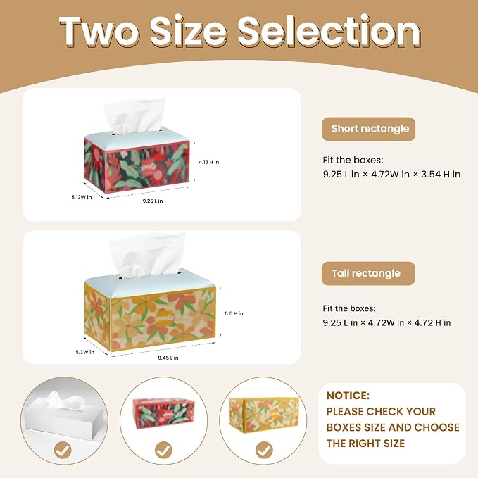 Long Tissue Box Cover, PU Leather Tissue Holder Rectangle, Facial Paper - Image 6