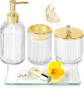 Gold Bathroom Accessories Set, Toothbrush Holder, Apothecary Jar, Vanity Tray by Jenseits