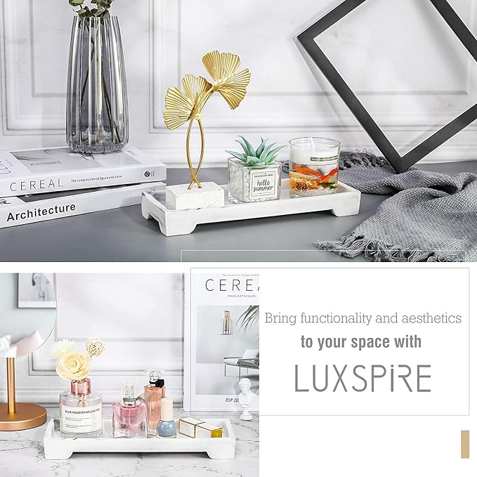 Luxspire Vanity Tray, Bathroom Toilet Tank Storage Tray, Resin Kitchen Sink - Image 4