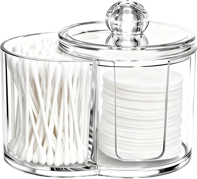 Dual-Compartment Cotton Swab & Pad Organizer by Unknown