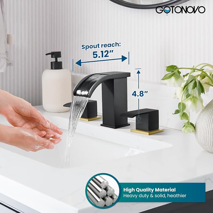 gotonovo Waterfall 8 inch Widespread Bathroom Faucet Set Bathroom Sink Faucet 3 - Image 9
