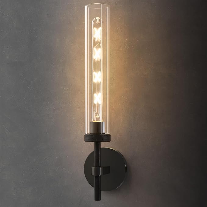 Brass Knurled Tube Wall Sconce by BlesULuk