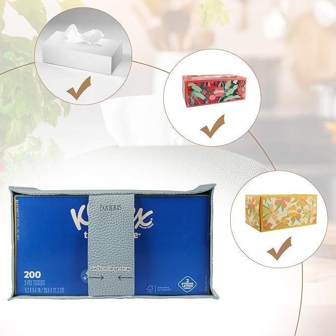 Tissue Box Cover PU Leather Tissue Holder Rectangle Facial Tissue Case Tissue - Image 3