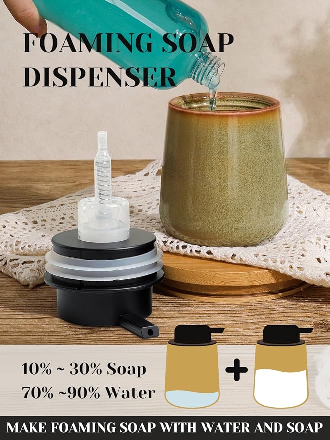 INGOFIN Ceramic Foaming Soap Dispenser - 12 oz Refillable Foam Hand Soap - Image 3