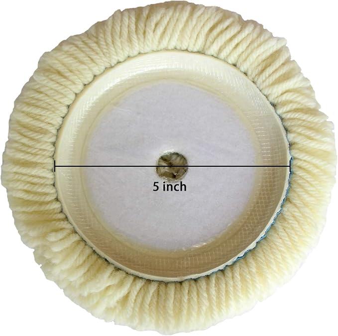 Wool Buffing Pad Kit 5" 3PCS 100% Natural Wool Car Auto Hook and Loop Grip - Image 2