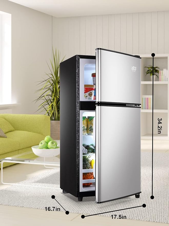 Mini Fridge With Freezer, 3.5 Cu. Ft Compact Refrigerator With 2 Doors - Image 3