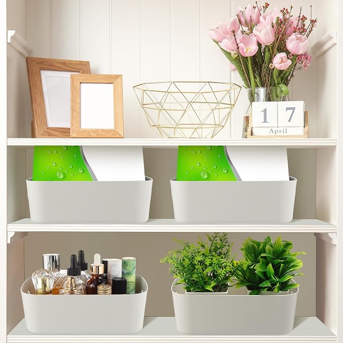 Zopeal Plastic Storage Bins 10 Pcs Gray Pantry Organizer Bins Small Baskets - Image 5