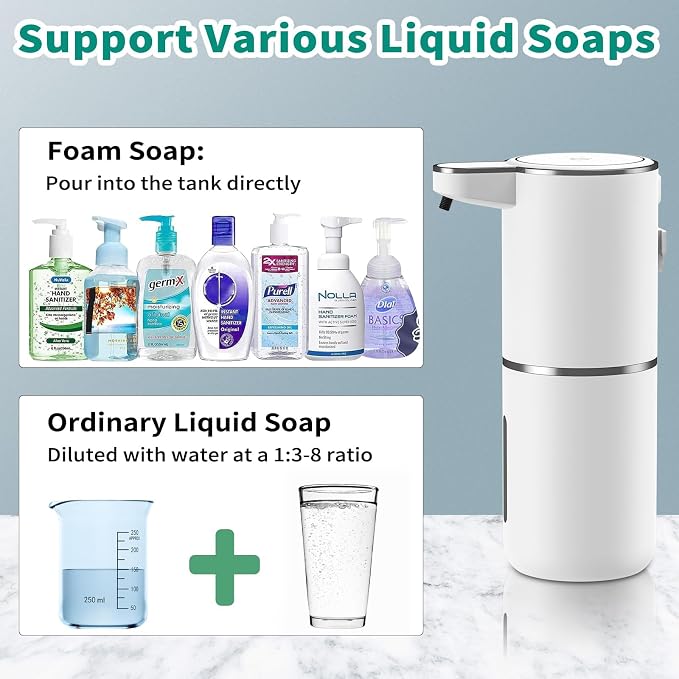 HOMELYLIFE Automatic Foam Soap Dispenser, 12.85oz Touchless Soap Dispenser - Image 8