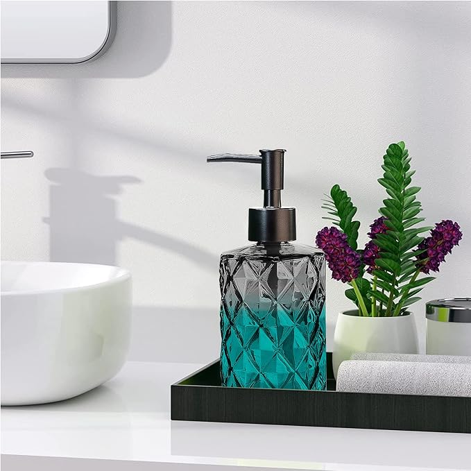 Glass Soap Dispenser with Plastic Pump, 330ml/11oz. Liquid Hand Soap Dispenser - Image 7