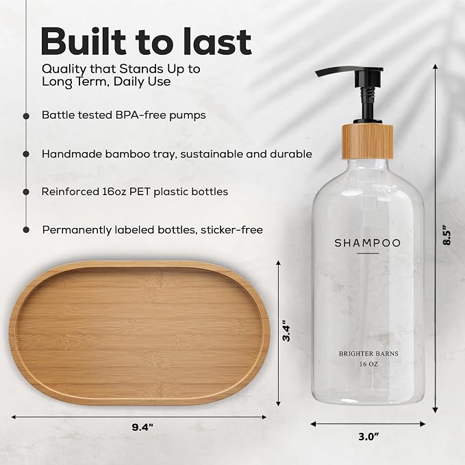 Clear Shampoo and Conditioner Dispenser Set by Brighter Barns - Image 3