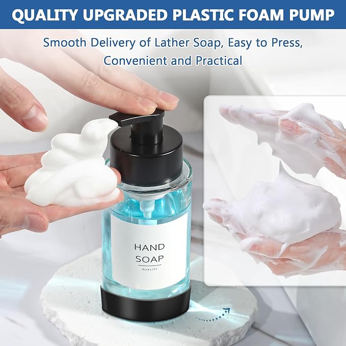 Foaming Soap Dispenser, 10 oz/300ml Foaming Hand Soap Dispenser, 2 Pack Glass - Image 6