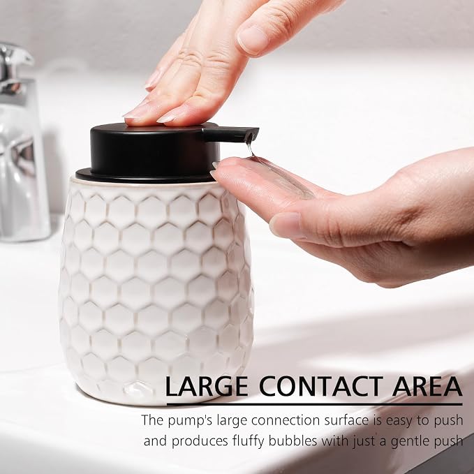 Soap Dispenser, 12 OZ Ceramic Liquid White Hand Soap Dispenser - Image 4