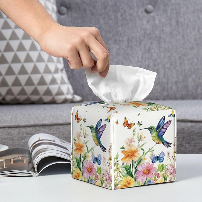 Spring Floral Hummingbird Tissue Box Cover Wild Flowers Florals Butterfly - Image 5