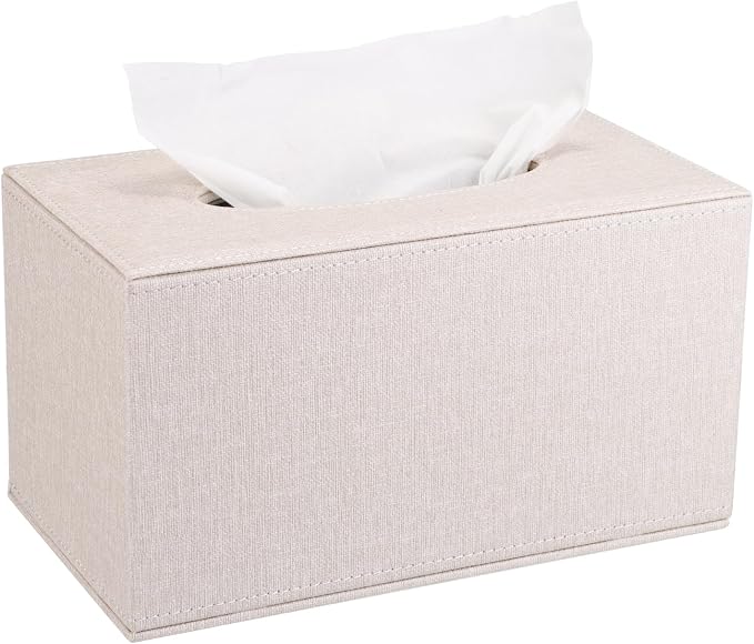 Sumnacon Tissue Box Cover Rectangular Tissue Box Holder Linen Tissue Box by Sumnacon