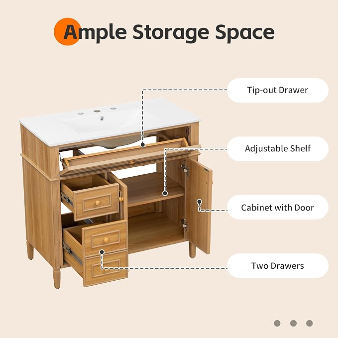 Harper & Bright Designs 36" Bathroom Vanity - Image 5
