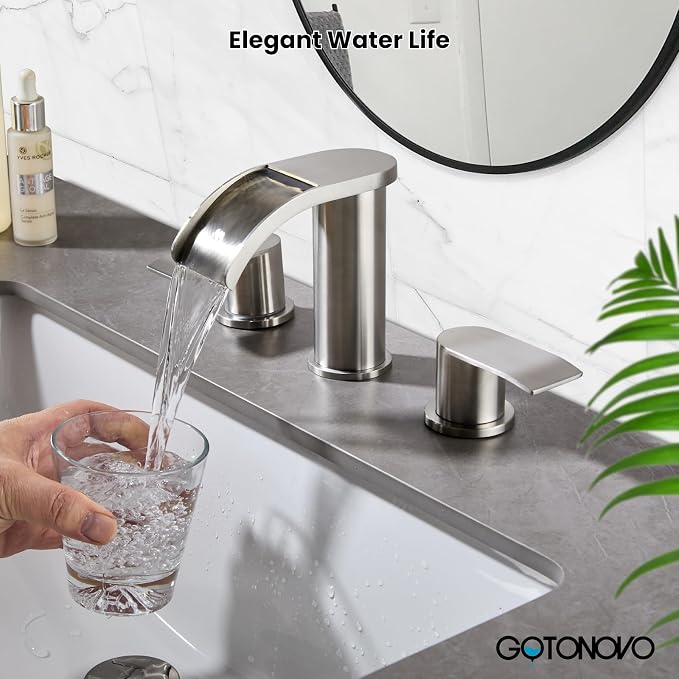 gotonovo Waterfall 8 inch Widespread Bathroom Faucet Set Bathroom Sink Faucet 3 - Image 2