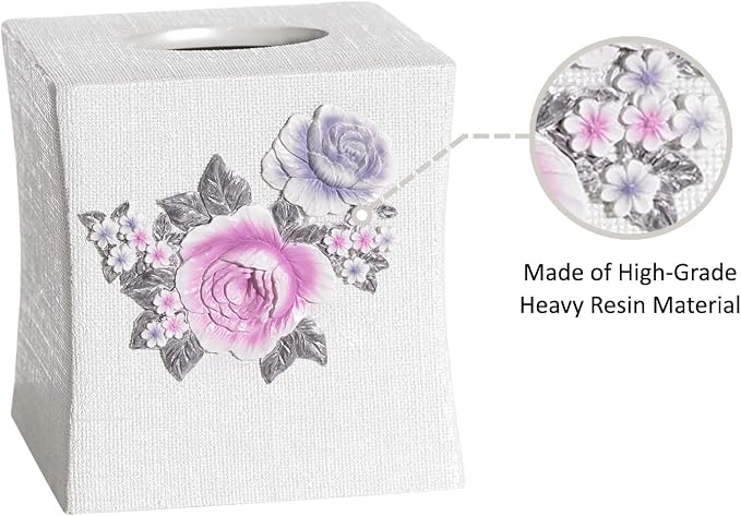 Zahari Home 2pc Michelle Bathroom Set Waste Basket & Tissue Cover Modern - Image 6