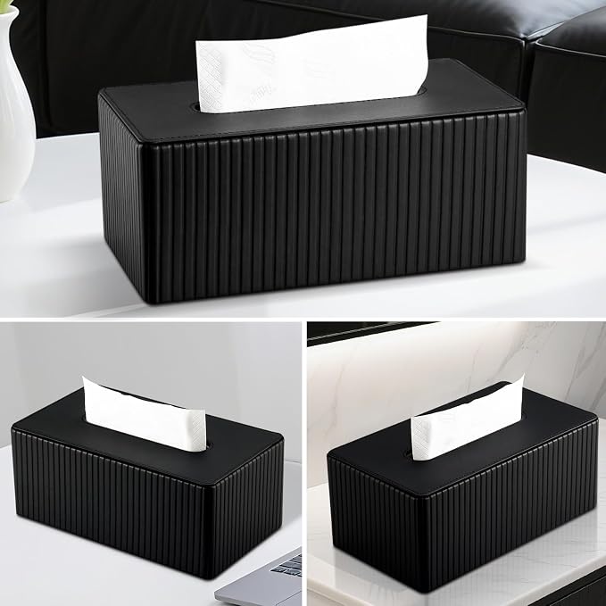 KINGFOM PU Leather Tissue Box Cover Rectangular Tissue Box Holder - Image 8
