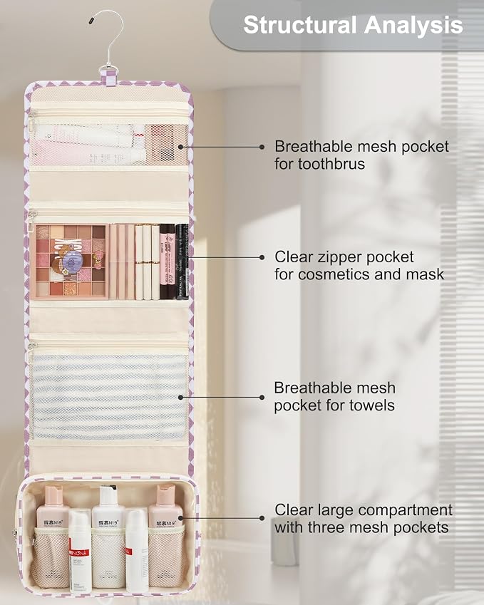 Relavel Hanging Toiletry Bag, Travel Toiletries Bag - Image 7
