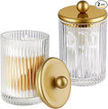SheeChung 2-Pack Gold Ribbed Glass Qtip Holder by SheeChung