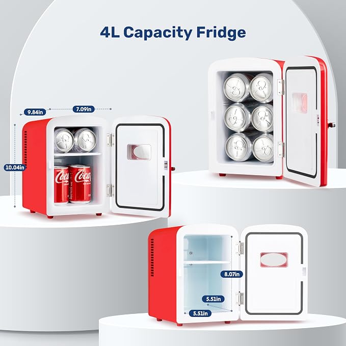 YSSOA Mini Fridge with Observation Window 4-Liter Six 12 oz Cans Portable - Image 2