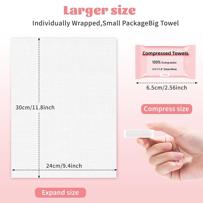 Compressed Disposable Face Towel, Thicker Individually Packaged Compressed - Image 2