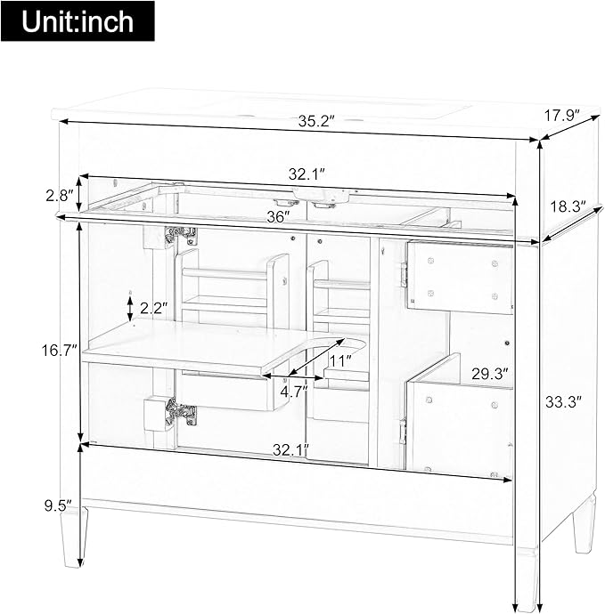 Harper & Bright Designs 36" Bathroom Vanity - Image 4