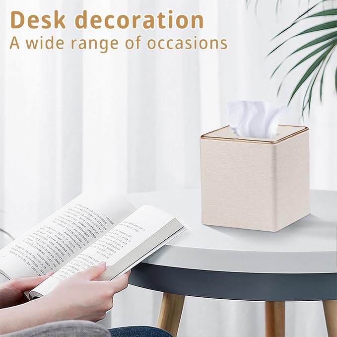 Leather Tissue Box Cover Square, Decorative Cube Tissue Box Holder - Image 7