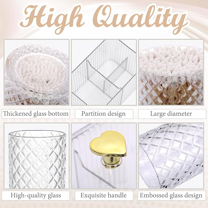 3 Pcs Qtip Holder Dispenser Bathroom Set Cotton Ball Holder Cotton Swabs/ball - Image 3