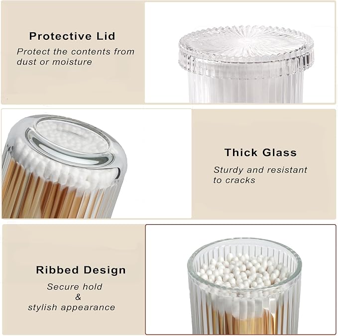 2 Pack Glass Qtip Holder Dispenser Set - Image 8