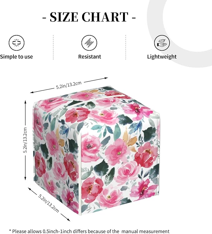 Pink Flowers and Green Leaves Tissue Box Cover Square, Abstract Watercolor - Image 4