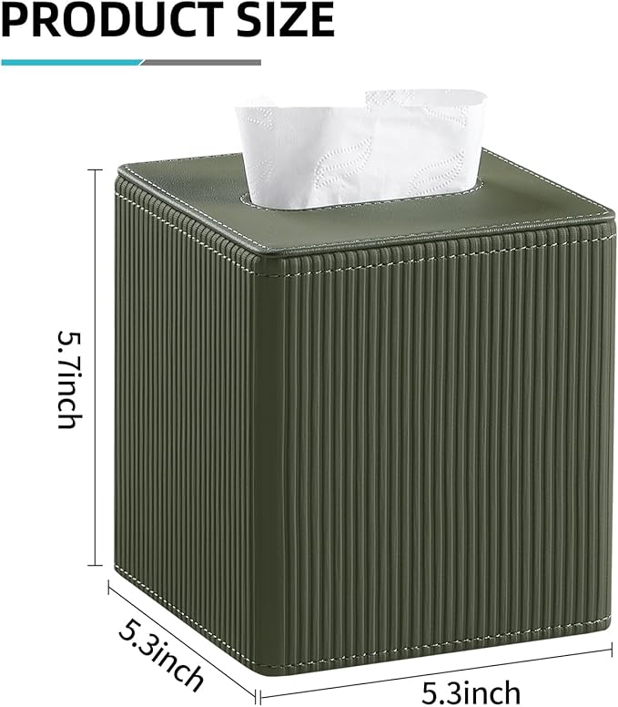 Tissue Box Cover Square with Magnetic Closure, PU Leather Tissue Box Holder - Image 7