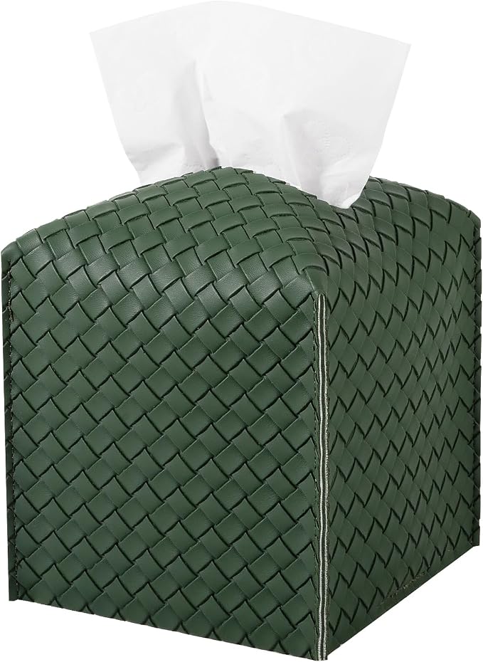 Tissue Box Cover PU Leather Tissue Holder Square Facial Tissue Case Facial by zoocatia