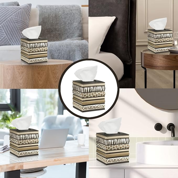 Zahari Home 2pc Safari Stripes Modern Bath Accessories Set Waste Basket & - Image 7