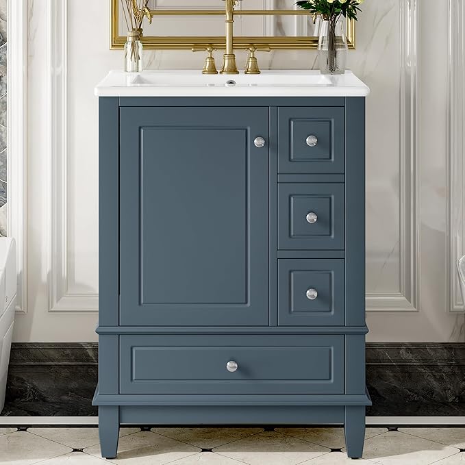 24" Bathroom Vanity with Sink, Harper & Bright Designs Free Standing Single - Image 3