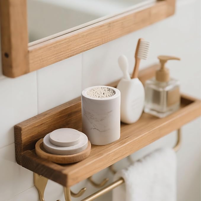 WORHE Marble Canister with Lid Natural Qtip Holder - Image 2