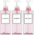 Pink Shampoo and Conditioner Set of 3, 16.9oz Clear Shampoo Bottles by YACEYACE