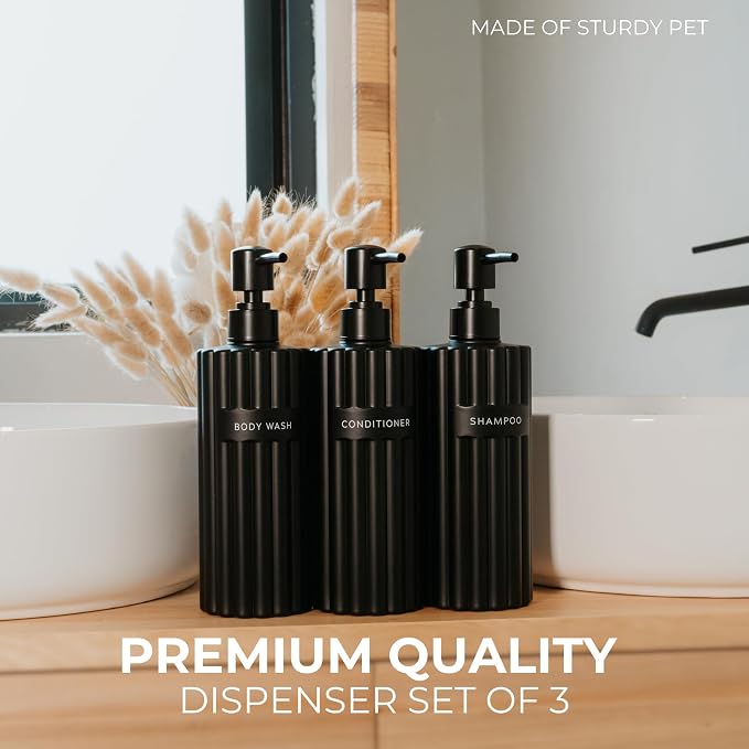 Stylish Shampoo and Conditioner Dispenser Set of 3 - Image 4