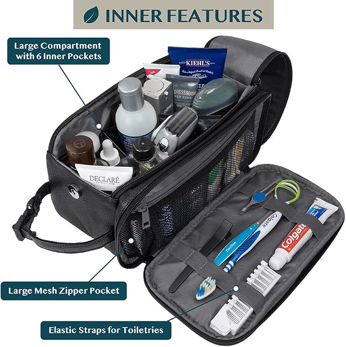 PAVILIA Toiletry Bag for Men, Travel Essentials Shaving Dopp Kit, Mens Travel - Image 2