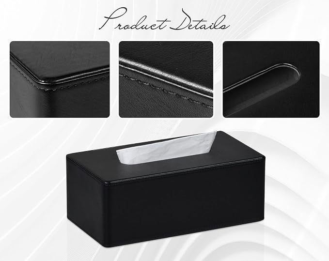 Tissue Box Cover Rectangular 9.8" x 5.3" x 4.3" Refined Modern PU Leather - Image 5
